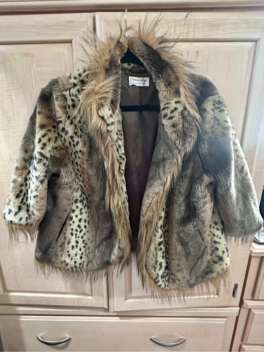 Faux Fur Cape Animal Print